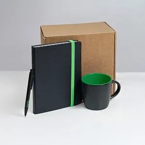 Набор подарочный HYPER: кружка, ежедневник, ручка; черный/голубой