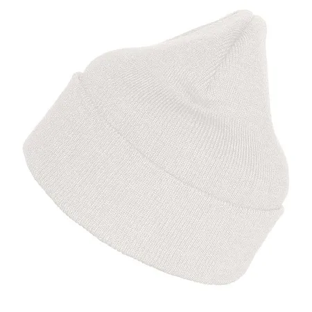 Шапка вязаная двойная "Essential", с отворотом, белый,100% акрил 