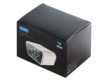 Настольные часы с функцией беспроводной зарядки Wake, 10 Вт