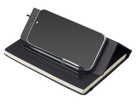 Блокнот А5 NotaBene с металлической шариковой ручкой и подставкой для телефона