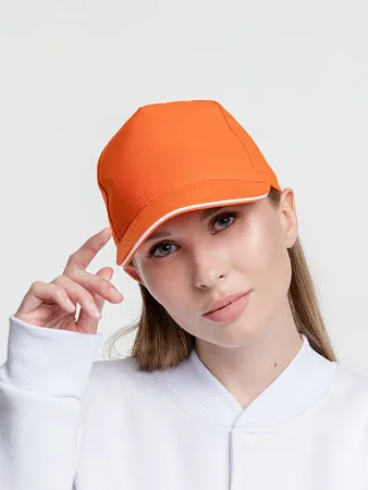 Бейсболка Classic, оранжевая с белым кантом