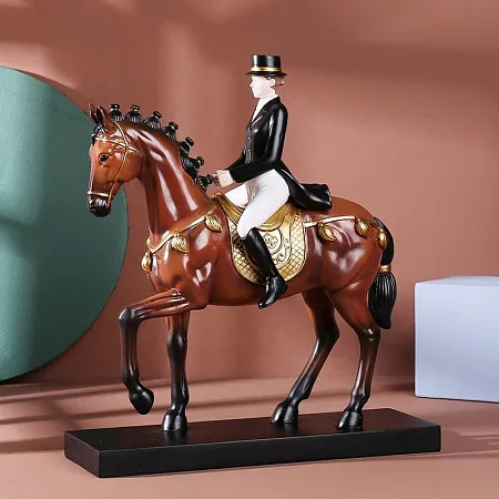Статуэтка "Наездница и лошадь", цвет коричневый