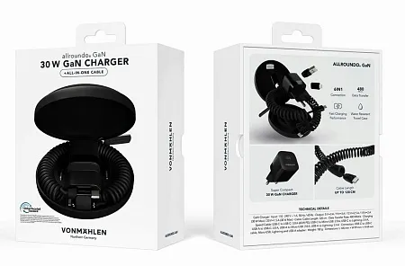 Зарядное устройство Vonmahlen Allroundo GaN, черное