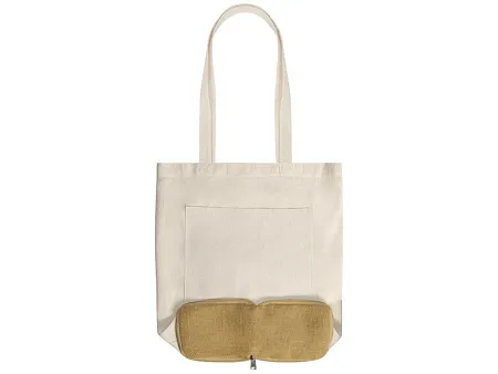 Складная сумка Jute из хлопка и джута с карманом