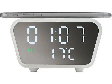 Настольные часы с функцией беспроводной зарядки Wake, 10 Вт