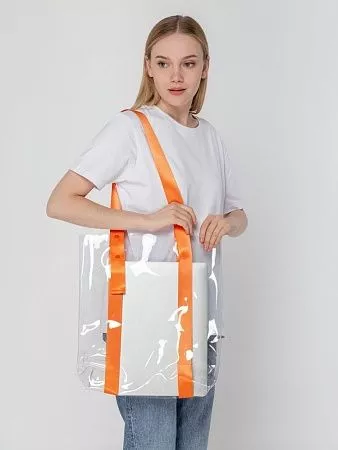 Шоппер Clear Fest, прозрачный с оранжевыми ручками