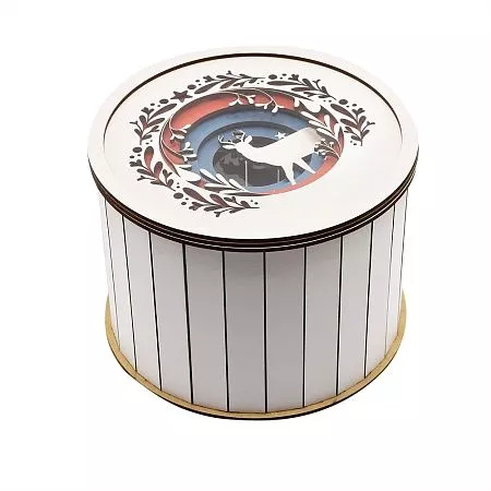 Олень 3D круглый - упаковка новогодняя из дерева