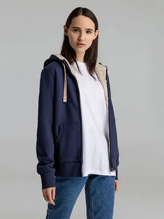 Толстовка унисекс на молнии SHERPA 280, темно-синяя