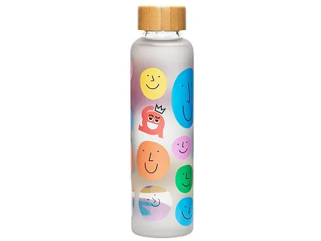 Стеклянная бутылка с бамбуковой крышкой Foggy, 600 мл с УФ-печатью