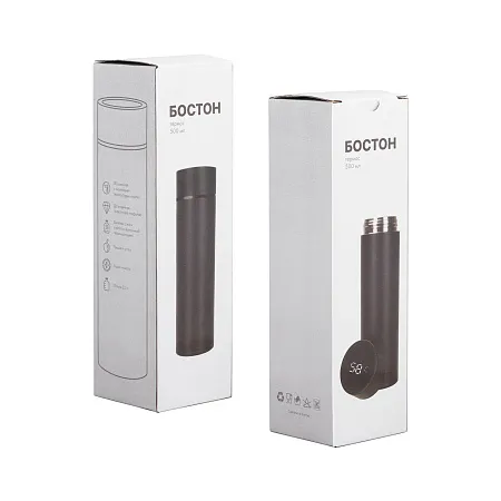 Термос "Бостон silver line" 500 мл с индикацией температуры, пудра