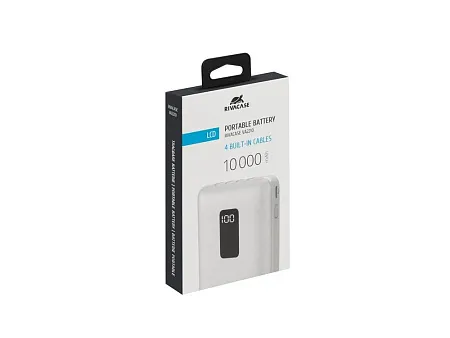 Внешний аккумулятор с дисплеем и встроенными кабелями VA2210, 10000 mAh