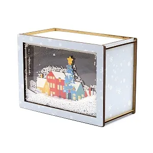 Деревня в снегу - упаковка новогодняя из дерева