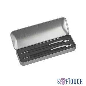 Набор "Ray" (ручка+карандаш), черный/серебристый, покрытие soft touch