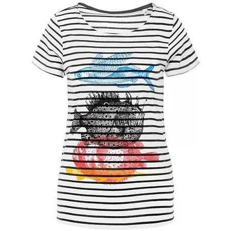 Футболка женская «Морские обитатели», белая с темно-синим