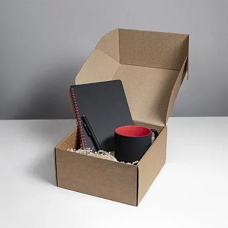 Набор подарочный FLAME: блокнот, ручка, кружка; черный/красный