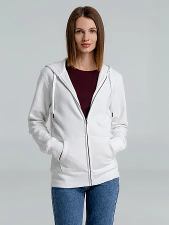 Толстовка с капюшоном на молнии унисекс King, белая