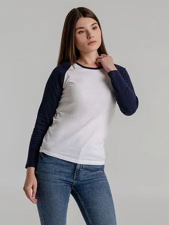 Футболка женская с длинным рукавом Milky LSL, белая с черным