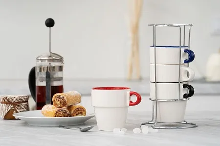 Набор кружек Inset с подставкой, белый