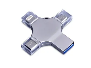 USB 3.0-флешка на 32 Гб 4-в-1 с разъемами Micro USB, Type-C и Lightning