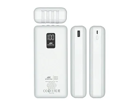 Внешний аккумулятор с дисплеем и встроенными кабелями VA2220, 10000 mAh