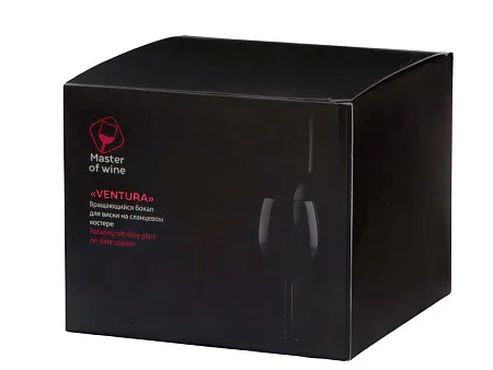 Вращающийся бокал для виски на сланцевом костере Ventura