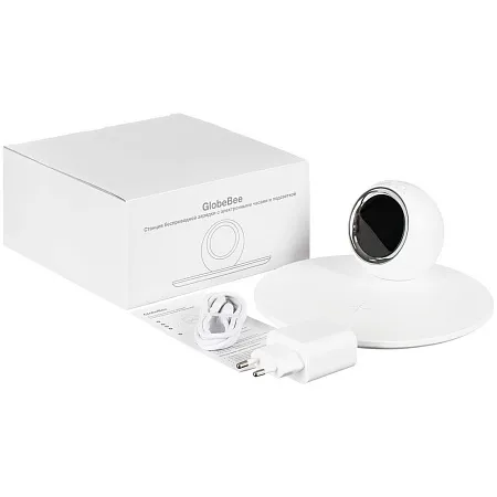 Станция беспроводной зарядки с часами и подсветкой GlobeBee, белая