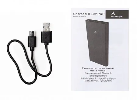 Внешний аккумулятор  Accesstyle Charcoal II (10000 mAh), серебристый