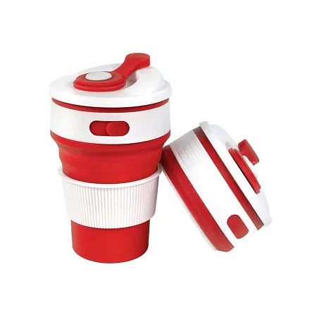 Стакан складной BUTTON;  300 мл, силикон, красный