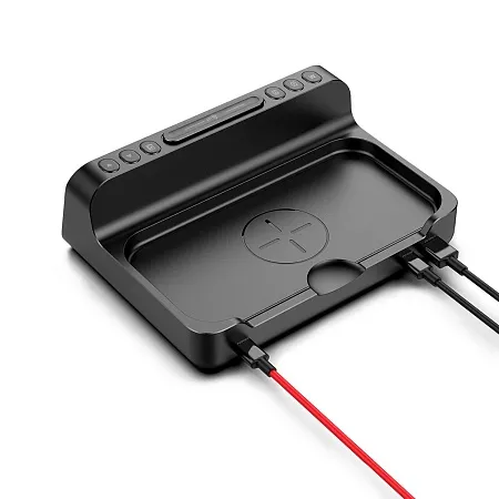 Настольные часы 6в1 с беспроводной зарядкой 10W, Orion, черный цвет