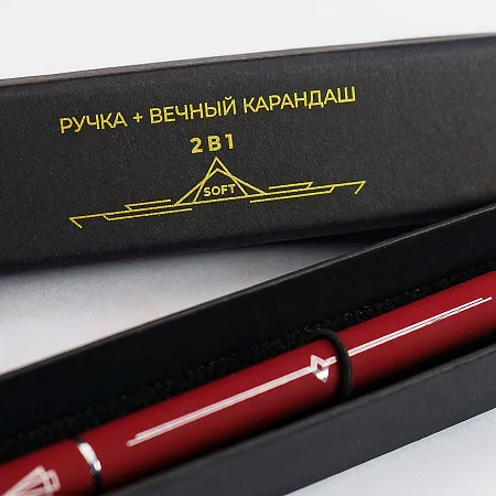 Ручка шариковая + карандаш вечный 2 в 1 soft