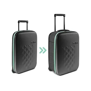 Чемодан складной Rollink Earth 55x40x20 см, 2 колеса, черный/зеленый