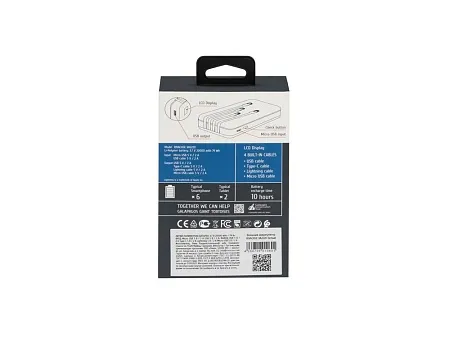 Внешний аккумулятор с дисплеем и встроенными кабелями VA2220, 10000 mAh