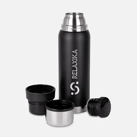 Термос Relaxika 750 со стикерпаком, черный