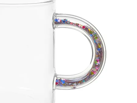 Стеклянная кружка с блестками в ручке Feria