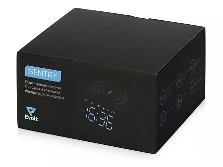 Беспроводная колонка с часами и функцией беспроводной зарядки Sentry