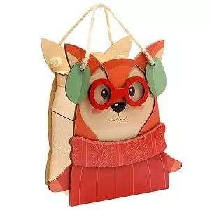 Лиса в очках (с ручками из бечевки)