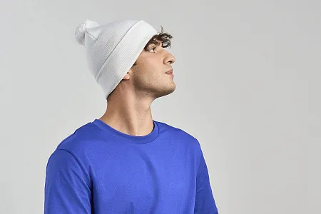 Шапка вязаная  двойная Wind-S с помпоном