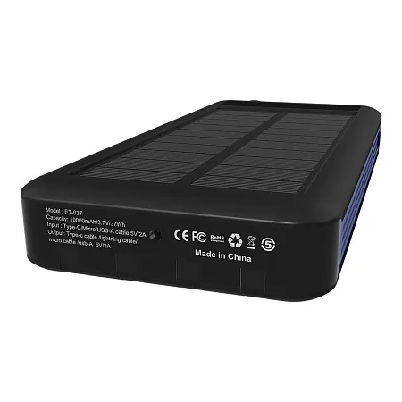 Внешний аккумулятор Xyron с солнечной панелью, 10000 mAh, черный
