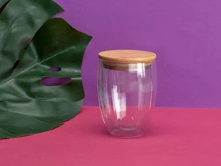 Стакан с двойными стенками и бамбуковой крышкой Valday