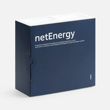Bluetooth-колонка с беспроводной зарядкой и часами netEnergy, серая