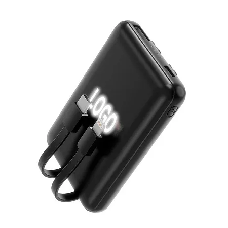 Внешний аккумулятор Eron с подсветкой гравировки, 5000 mAh, чёрный/синий