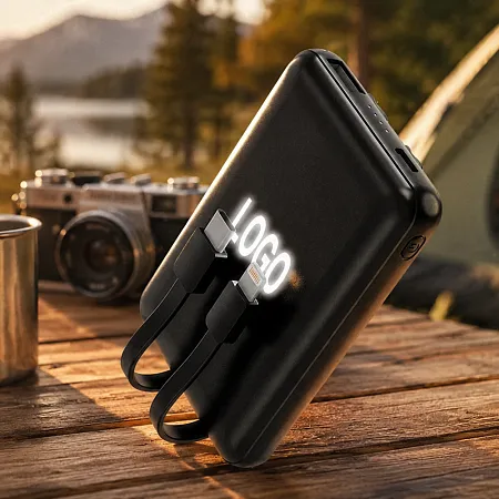Внешний аккумулятор Eron с подсветкой гравировки, 5000 mAh, чёрный/синий