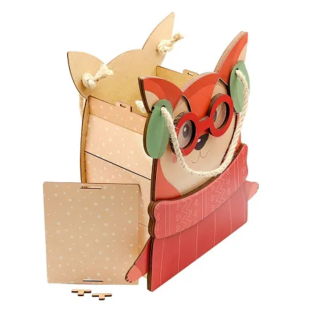 Лиса в очках (с ручками из бечевки)