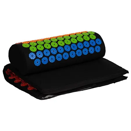 Массажный аккупунктурный коврик с валиком Iglu, разноцветный