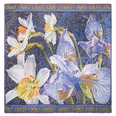 Платок Gourji "Ирисы" 90х90 шелк