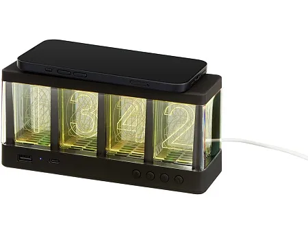 Часы с LED-подсветкой и беспроводной зарядкой Cyber, 10 Вт