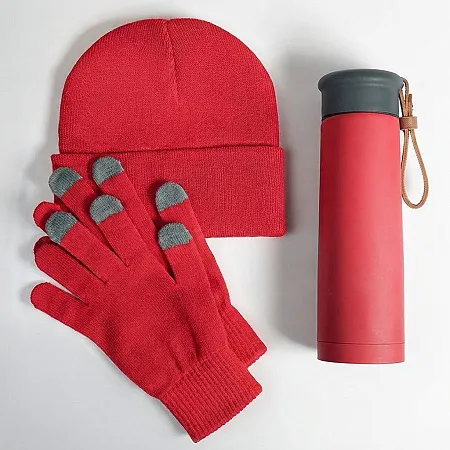 Набор подарочный GET WARM-2: перчатки, шапка, термос