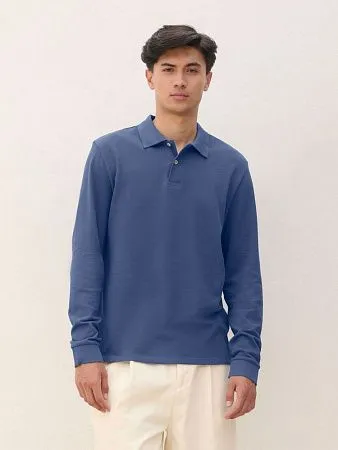 Рубашка поло унисекс с длинным рукавом Pacific LSL, синяя (джинс)