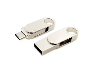 USB 2.0- флешка Uranium на 8 Гб с поворотным механизмом и дополнительным разъемом Type-C