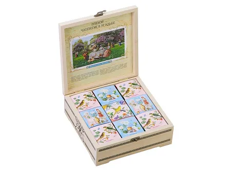 Подарочный набор с чаем Весенняя коллекция в деревянной шкатулке